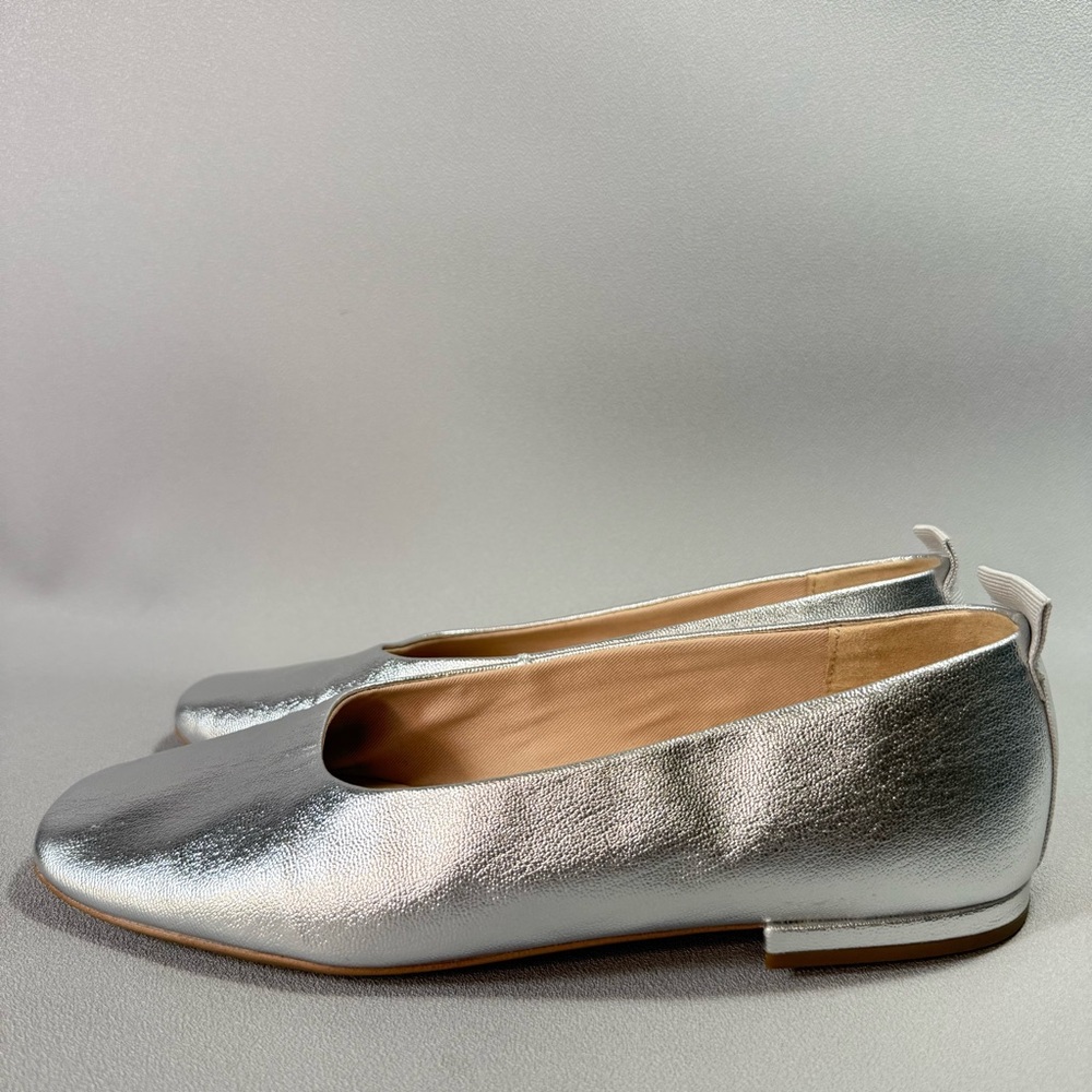 Franco Sarto Ariel Metallic Silver Square Toe Ballet Flats - Picture 3 of 15